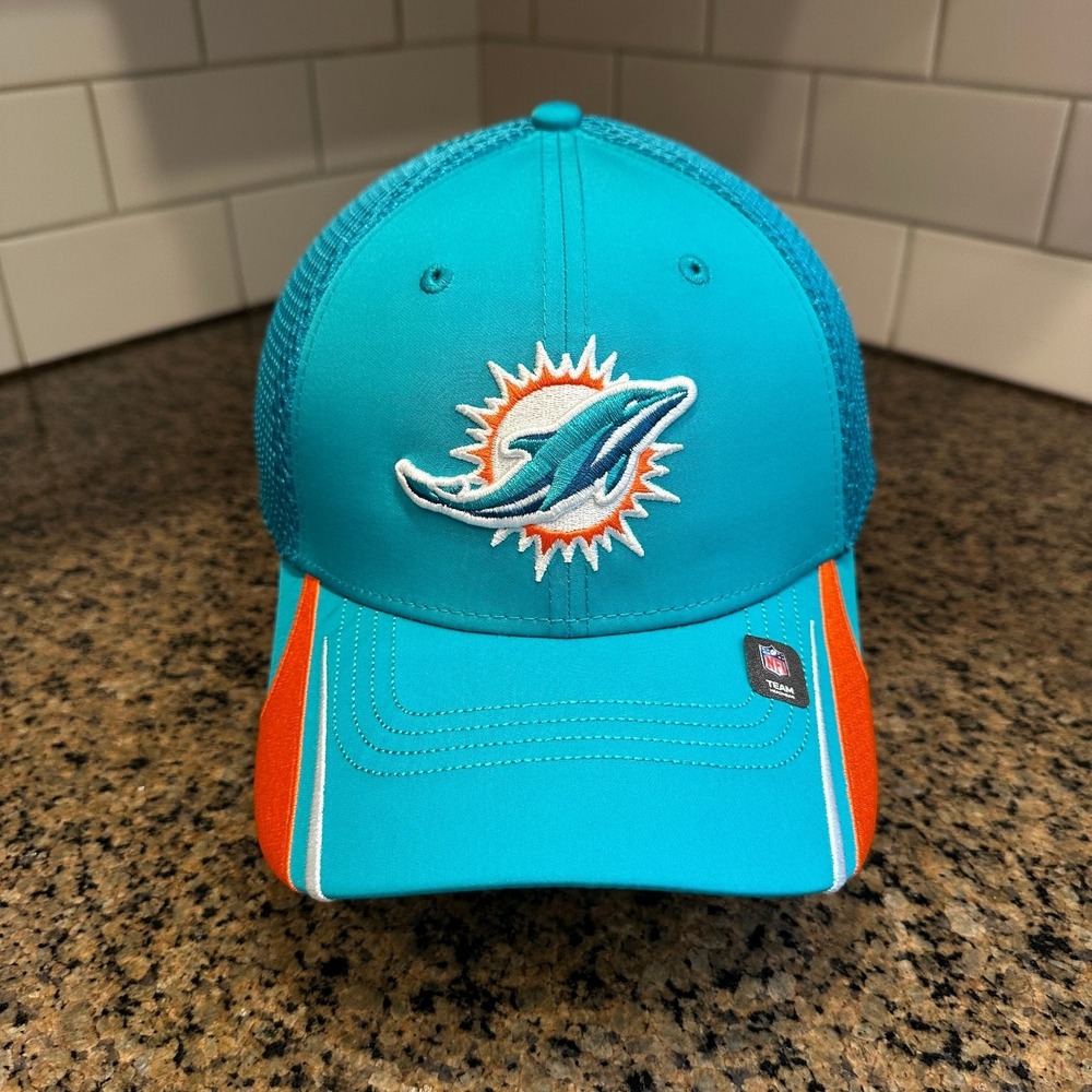 Miami Dolphins Hat New Era 39THIRTY Men's M/L Aqua Orange Stretch Fit Cap New